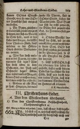 III. Christenthums-Lieder.