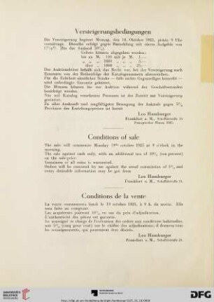 Versteigerungsbedingungen / Conditions of sale / conditions de la vente