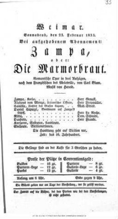 Zampa, oder: Die Marmorbraut
