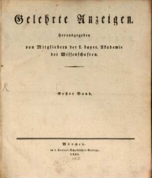 Gelehrte Anzeigen. 1. 1835