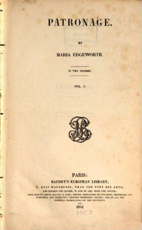 Patronage : in two volumes, 1
