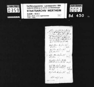 Renovatur der fürstlich und gräflich löwenstein-wertheimischen Atzung zu Gerichtstetten am 12. Januar 1714