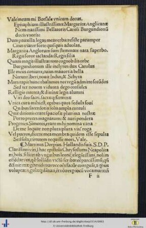 Epitaphium illustrissimae Margaritae Anglicanae.