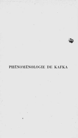 Phénoménologie de Kafka