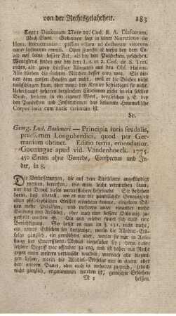 Principia iuris feudalis, praesertim Longobardici, quod per Germaniam obtinet. Ed.III. et auct.