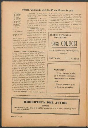 Sesión Ordinaria del día 29 de Marzo de 1946