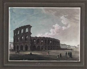 'L'Arena di Verona' aquarellierte Aquatintaradierung