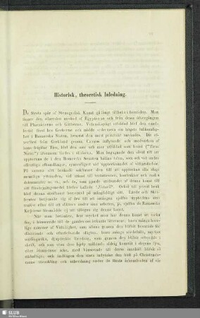 Historisk, theoretisk Inledning
