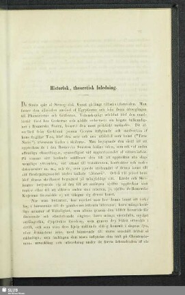 Historisk, theoretisk Inledning