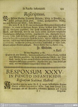 Responsum XXXV. In Puncto Infanticidii