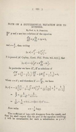 Note on a differential equation due to Kummer.