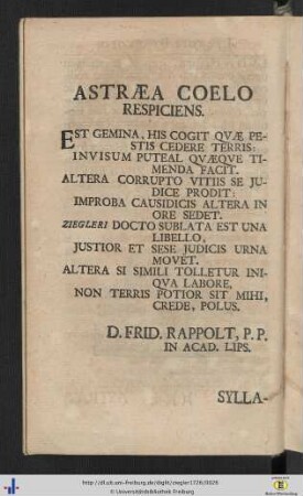 Astraea Coelo Respiciens.