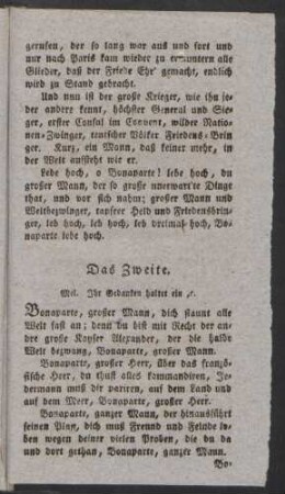 Das Zweite. Mel. Jhr Gedanken haltet ein [et]c.