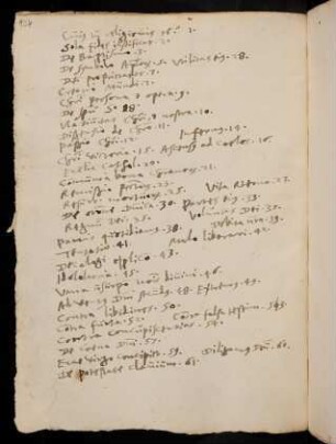124, Stichwortsammlung zu den nachfolgenden pp. 1-62 (später hinzugefügt)