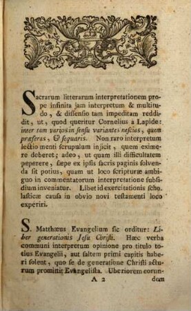 Dissertatio de primis S. Matthaei evangelistae verbis : eorumque cum subiecta genealogia consensu data in usum auditorum