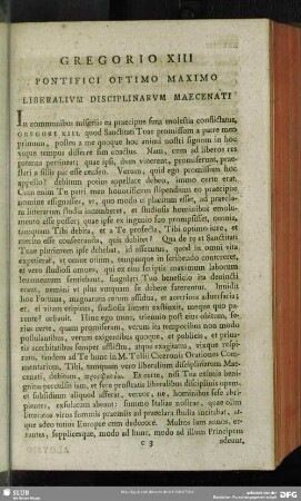 Gregorio XIII Pontifici Optimo Maximo Liberalium Disciplinarum Maecenati