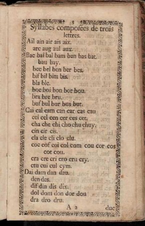 Syllabes composées de trois lettres.