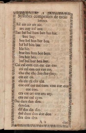 Syllabes composées de trois lettres.