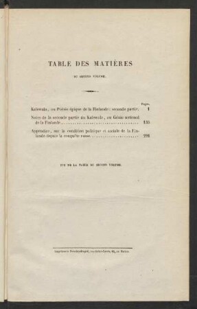 Table Des Matières Du Second Volume.