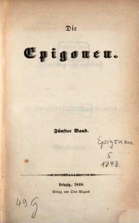 Die Epigonen. 5. 1848