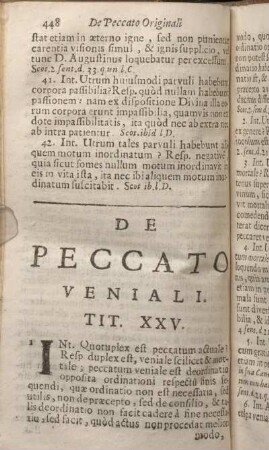 De Peccato Veniali. Tit. XXV.