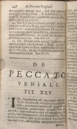 De Peccato Veniali. Tit. XXV.