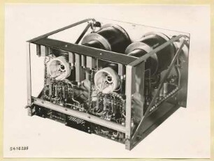 10 kW Fernsehsender Nr. 507, Kontrollpult Einschub Kontrollempfänger Oszillograph , Foto 1954
