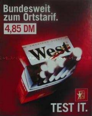 Werbeschild (doppelseitig) für "West"-Zigaretten