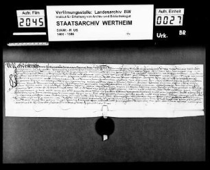 Friedrich von Fleckenstein bekennt, dass ihm Graf Wolfgang von Löwenstein (Lewenstain), Herr zu Scharfeneck (Scharpfeneck), den Zehenten zu Ilbesheim (?, Waldulfeshaim) verliehen hat.