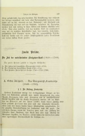 Zweite Periode. Die Zeit der unbeschränkten Königsherrschaft (1648-1789)