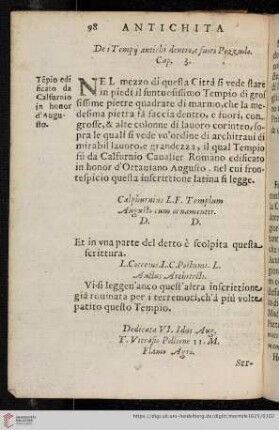 Dei Tempii antichi dentro , e fuori Pozzuolo