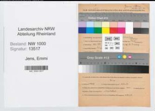 Entnazifizierung Emmi Jens, geb. 24.06.1894 (Postassistentin)