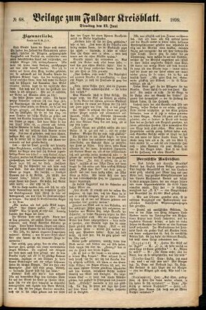 Zweite Ausgabe vom Dienstag, den 13. Juni 1899.