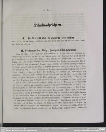 II. Schulnachrichten von Ostern 1869 bis 30. Juli 1870, vom Direktor