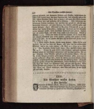 XXXI. Alle Menschen müssen sterben