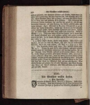 XXXI. Alle Menschen müssen sterben