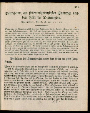 Betrachtung am siebenundzwanzigsten Sonntage nach dem Feste der Dreieinigkeit