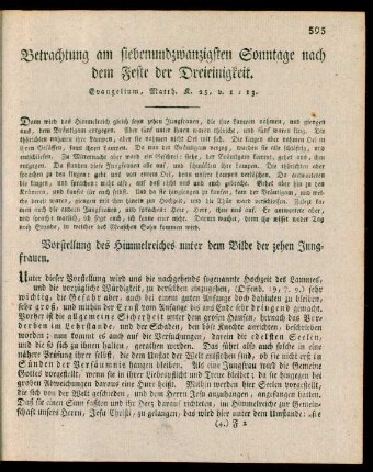 Betrachtung am siebenundzwanzigsten Sonntage nach dem Feste der Dreieinigkeit