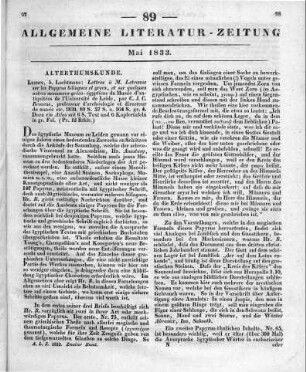Reuvens, C. J. C.: Lettres à M. Letronne sur les Papyrus bilingues et Grecs, et sur quelques autres monumens gréco-égyptiens du Musée d'antiquitées de l'Université de Leide. Leiden: Luchtmans 1830