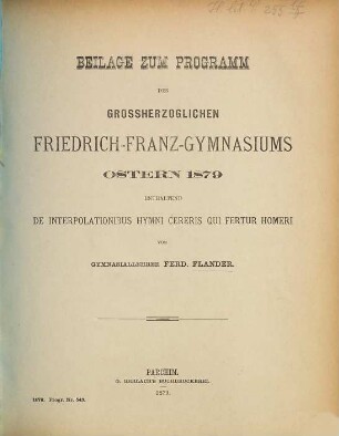 De interpolationibus hymni cereris qui fertur Homeri