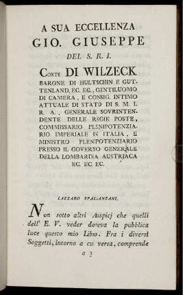 A sua Eccellenza Gio. Giuseppe Del S. R. I.