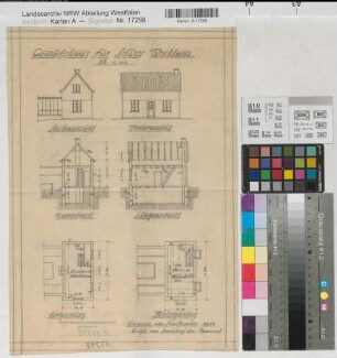Wocklum (Balve) Schloß Gewächshaus Ansichten, Schnitte, Grundrisse 1921 1 : 100 39 x 26,5 Bleistiftzeichnung Landsberg-Velensches Bauamt Landsberg-Velen
