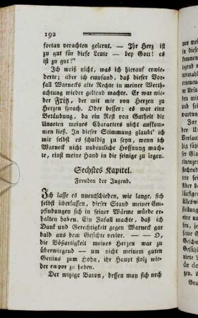 Sechstes Kapitel. Freuden der Jugend.