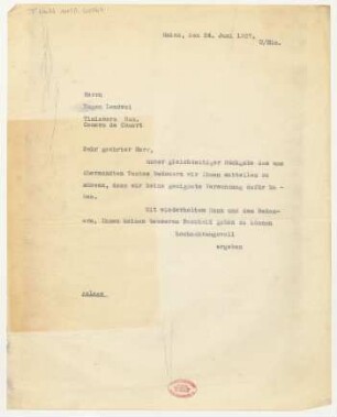 Brief an Eugen Lendvai : 24.06.1927