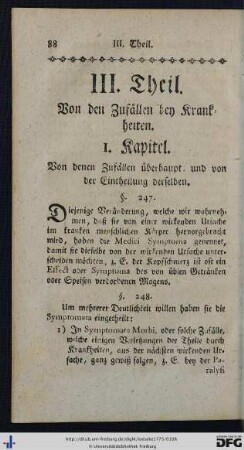III. Theil. Von den Zufällen bey Krankheiten.