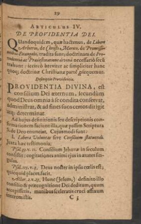 Articulus IV. De Providentia Dei.
