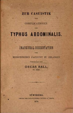 Zur Casuistik der Complicationen des Typhus abdominalis