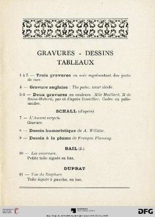 Gravures - Dessins - Tableaux (Nr. 1-24)