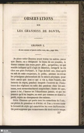 Observations Sur Les Chansons De Dante
