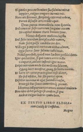 Ex Tertio Libro Elegiarum Ovidii de Tristibus.